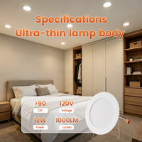 Lampu Downlight LED 6 Inch Ultra Tipis Flat Wafer 120V 5CCT Dapat Dipilih 1000LM IC Tertutup Rapat Bersertifikasi FCC CCT 12 Watt Dapat Diredupkan