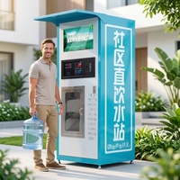 Máquina Expendedora de Agua con Pantalla Táctil, Filtración RO de 800 GPD, Puerta de Acceso de Pago Autoservicio para Edificios Comerciales