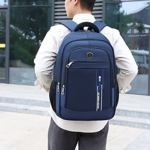 <b>Laptop</b> <b>Backpack</b> <b>For</b> Men And Women 15 Inches Multi Layer Travel School Bag With Trolley Black Gray Blue Solid Color - Product Image 2