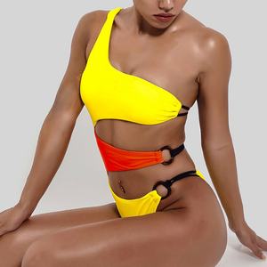 2025 Designer Custom Halter <b>Bikini</b> Solid Color O Ring Hollow Sexy Swimwear Made of Spandex/Polyester Quick Dry Push up - Product Image 4