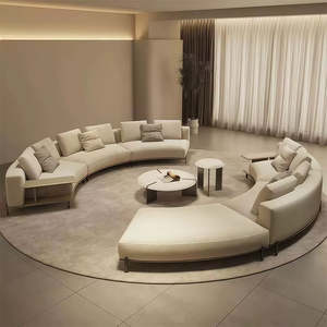 طقم أريكة حديث منحني بتصميم وحدات مع تنجيد قماشي، كنبة دائرية لغرفة المعيشة وديكور المنزل - Product Image 4