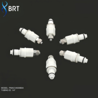 Raccord de tube CPC Acetal 8 mm à raccord rapide femelle avec valve d'arrêt, pour montage sur panneau, pour pompe basse pression