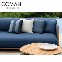 Sofá de Exterior Master Built con Cojines de Secado Rápido, Estructura de Teca Resistente a la Intemperie, Ideal para Piscinas, Patios y Terrazas