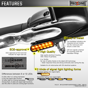 <span class=keywords><strong>Moto</strong></span> modifiée avec des <span class=keywords><strong>mini</strong></span> clignotants séquentiels à LED installés sous la tige du rétroviseur et le levier de frein. - Product Image 5