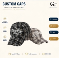 Topi Baseball Wol Tebal Motif Kotak-kotak Vintage Tweed Custom Logo Musim Dingin Hangat Sporty Formal 6-Panel Snapback Metal