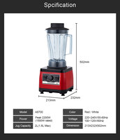 Licuadora Comercial de 2200W, 2L, 9 Velocidades, Motor de Cobre Puro, Resistente, Libre de BPA, Trituradora de Hielo, Procesador de Alimentos, a Prueba de Fugas