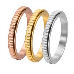 แหวนหมุนได้ สแตนเลสสตีล 3 มม. สีโรสโกลด์ ดีไซน์เรียบหรูมีสไตล์ - Product Image 1