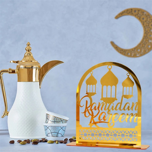 Decoración de mesa Eid Mubarak, adorno acrílico, suministros para fiestas musulmanas islámicas, estrella de Luna Dorada, adornos <span class=keywords><strong>Corban</strong></span> de mesa - Product Image 2
