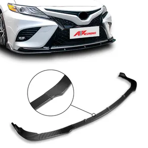 3PCS PP Black / Carbon Look Front Bumper Body Kit Spoiler Lip For toyota camny 18-20