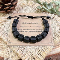 Bracelet diffuseur d'huiles essentielles en pierre de lave carrée, tissé à la main, avec logo personnalisé, réglable, cadeau minimaliste