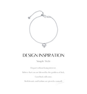 Bracelet à breloques en argent 925, cœur brillant, cœur gonflé, chaîne en argent, minimaliste, à porter tous les jours, bijoux unisexes - Product Image 6