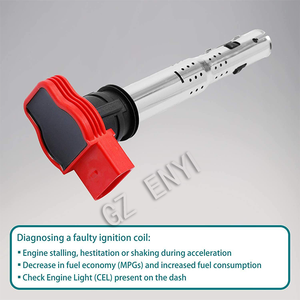 Bobina de encendido roja para Volkswagen, Passat, <span class=keywords><strong>Golf</strong></span>, Audi 3,0, 3,2, FSI, A4, A5, A6, Q5, Q7, BOSCCH, OEM 0221604800, nueva - Product Image 3