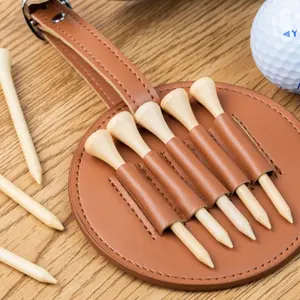 Pu Leer Golf Tee Tas 5 Tee Gaten Draagbare Houten Tee Storage Case Houder Gemakkelijk Gordijnen Gift Voor Golfers