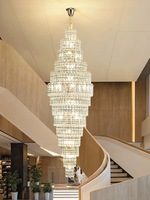 Lustre moderne en cristal LED, lampe suspendue de luxe, grande suspension lumineuse ronde pour entrée et hall