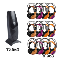 Émetteur UHF TX863 Silent Disco avec LED colorées, portée de 80 m, transmetteur audio sans fil sur pied pour événements Silent Party