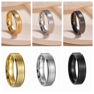 Estilo Clássico Simples 6mm 8mm Wide <span class=keywords><strong>Brushed</strong></span> <span class=keywords><strong>Gold</strong></span> Plated Stainless Steel Matte <span class=keywords><strong>Ring</strong></span> para Homens Mulheres Wedding Bands <span class=keywords><strong>Ring</strong></span> Jóias - Product Image 6