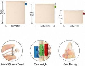 Bolsa de compras de malla de algodón reutilizable, lavable, ecológica, ligera, adecuada para frutas y verduras, almacenamiento de productos de supermercado - Product Image 2