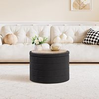 PINPLUS Grand pouf de rangement en tissu bouclé rembourré, table basse convertible, repose-pieds pliant, tabouret de salon