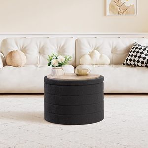 PINPLUS Large Ottoman Storage Boucle Fabric Upholstered Padded Convertible Coffee Table Folding Footstool Home Stool Living Room - Product Image 2
