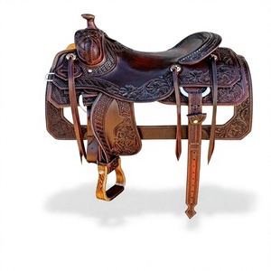 Silla de Montar para Carreras de Caballos de Cuero Genuino Hecha a Mano por BS International, Diseño con Grabado Personalizado, Absorbente de Sudor y Duradera - Product Image 1