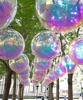 Boules à miroir gonflables Sphère PVC Grand ballon miroir réfléchissant Grande boule brillante pour Disco Noël Fête de mariage Décoration d'événements