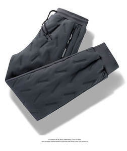 Hot Sell WK-P1001 <b>Winter</b> Woolen Thick <b>Men's</b> Large Size Straight Mid Waist Casual <b>Trousers</b> Fleece Lining Drawstring Closure - Product Image 5