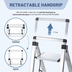 Échelle pliante industrielle moderne en aluminium pour appartement, multifonctionnelle, antidérapante, avec support à outils - Product Image 3