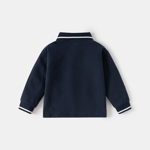 <span class=keywords><strong>Polo</strong></span> brodé en mélange de coton à <span class=keywords><strong>manches</strong></span> <span class=keywords><strong>longues</strong></span> pour enfants, Nouvelle collection Printemps 2026, Haut à col revers pour bébés garçons, Vêtements tendance en gros - Product Image 4