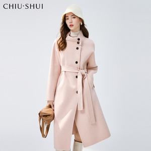 Hiver Nouveau Manteau <span class=keywords><strong>mi</strong></span>-<span class=keywords><strong>long</strong></span> pour femmes Temperament Stand Collar Double-Sided Tweed Sheep Wool <span class=keywords><strong>Long</strong></span> Length - Product Image 1