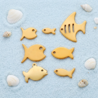 Accessoires de bijoux DIY en forme de créature marine plaqués or 18 carats, pendentifs mignons en acier inoxydable, pendentif en forme de poisson