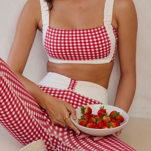 Custom Plaid Printing Yoga <b>Bra</b> Manufacturer Private Label Sports <b>Bra</b> with Breathable <b>Stretch</b> Fabric Yoga Top - Product Image 4