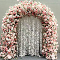 Arche florale de luxe en gros pour décoration de mariage, fournitures d'arche de fleurs artificielles en roses pour la décoration de scène de banquet de mariage