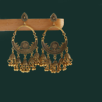 Boucles d'oreilles Jhumka rondes en or argent pour femmes, bijoux indiens, rétro ethnique gitane, Boho, glands rétro, 2021