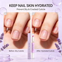 Stylo poussoir à huile pour cuticules, parfum lavande, double embout 2-en-1, soin des ongles, hydratant, traitement des cuticules, outil de manucure portable