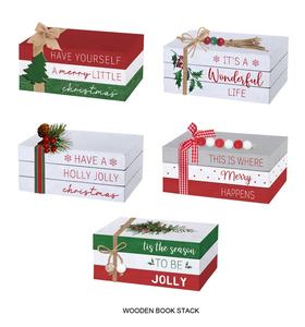 Porte-livres artisanaux de Noël, décoratifs, pour livres empilés, décoration intérieure et accessoires décoratifs - Product Image 1