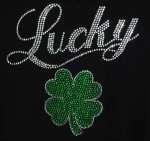 SHAMROCK IRISH verd IRON-ON HOTFIX strass strass strass di trasferimento Bling Saint Patrick hellass feron transfer