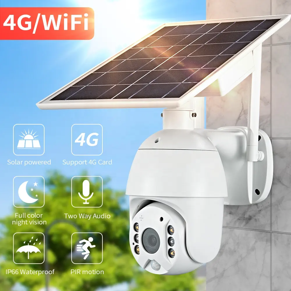 Innotronik-cámara inalámbrica PTZ para exteriores, alimentada por energía Solar, Wifi, batería de seguridad, Tarjeta SIM 4G