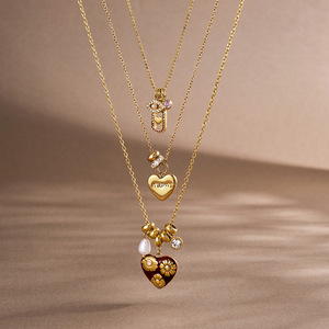 Collar con Colgante de Letra MAMA en Acero Inoxidable Chapado en Oro, con Dijes de Corazón con Circonitas, Joyería para el Día de la Madre - Product Image 6