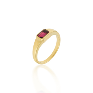 Anillo de sello de oro amarillo de 18 quilates más vendido con turmalina rosa, este anillo de sello fabricado en oro amarillo pulido. - Product Image 1