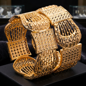 Venta al por mayor Dubai 14K 18K 24K chapado en oro moda Kada brazaletes, formando brazaletes joyería para mujeres, latón oro relleno Kada brazaletes. - Product Image 5