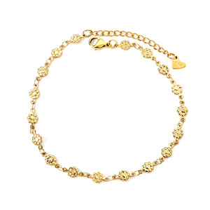 Tobillera de acero inoxidable con forma de flor en color dorado para mujer, joyería de moda. - Product Image 2