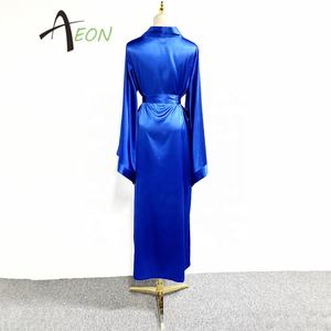 Abito da sposa lungo lungo blu <span class=keywords><strong>Kimono</strong></span> in seta di lusso - Product Image 2