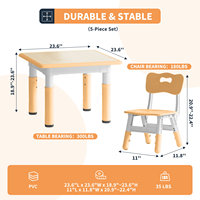 Ensemble table et chaise en bois pour tout-petits réglable en hauteur, mobilier de garderie pour enfants, bureau d'étude en plastique anti-griffures pour l'école