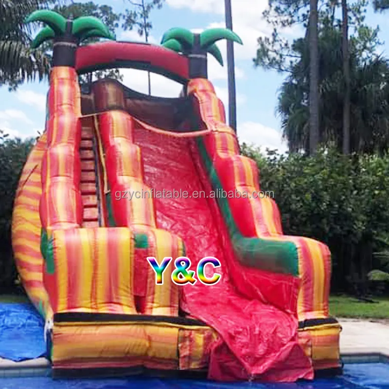 Tobogán acuático de palmera gigante comercial de Guangzhou con tobogán acuático inflable de piscina para piscina