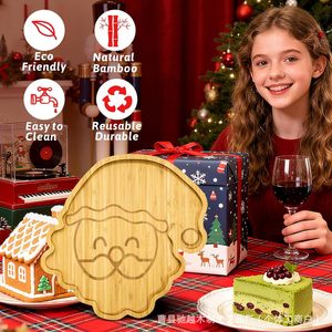 Bandeja de Bambú de Santa Claus, Plato de Servir de Madera Natural, Ecológico, Reutilizable, Duradero, para Aperitivos Infantiles, Decoración Navideña - Product Image 1