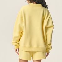 Offre Spéciale – Ensemble Survêtement Femme 2 Pièces : Sweat-shirt Col Roulé en Tissu Éponge Uni et Short Longueur Genou, Coupe Oversize Sport Décontracté