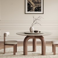 Purely Feel Französisch Retro Rock Board runden Tisch Wabi-Sabi Haushalt moderne nordische Eschenholz Esstisch und Stuhl Kombination