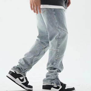 <span class=keywords><strong>Abbigliamento</strong></span> <span class=keywords><strong>uomo</strong></span> personalizzato all'ingrosso <span class=keywords><strong>uomo</strong></span> nero Jeans larghi stile HipHop giovani uomini Patchwork Jeans di colore chiaro - Product Image 3