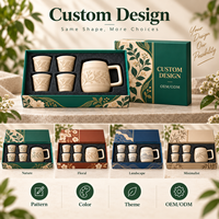 Ensemble cadeau de thé et de café en céramique mouchetée gravée au laser, boîte cadeau florale de luxe, design personnalisé pour mariage, entreprise, fête, vente en gros