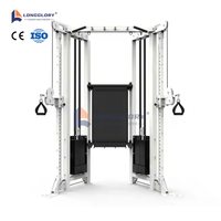 Máquina de Ejercicios Multifuncional Comercial con Marco de Acero y Poleas Ajustables, Entrenador Funcional con Cable para Press de Pecho y Crossover